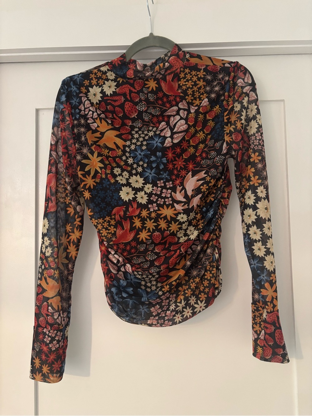 FARM Rio Ruched Mesh Mock Neck Top - Picture 2 of 6